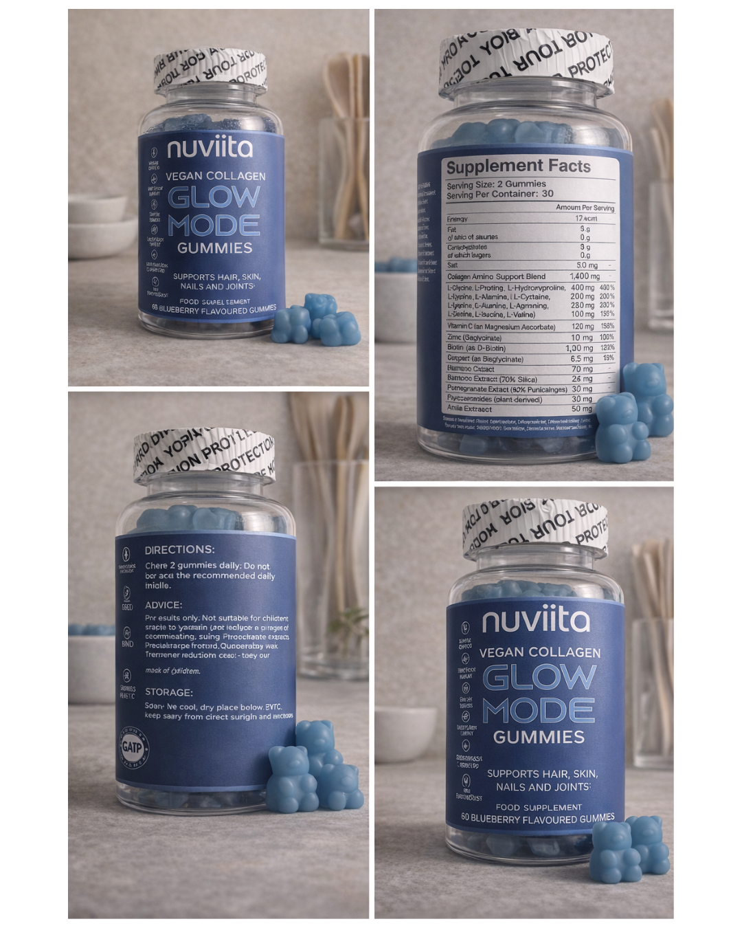 Nuviita Vegan Collagen Gummies – Amino Acid Complex with Biotin, Zinc & Vitamin C