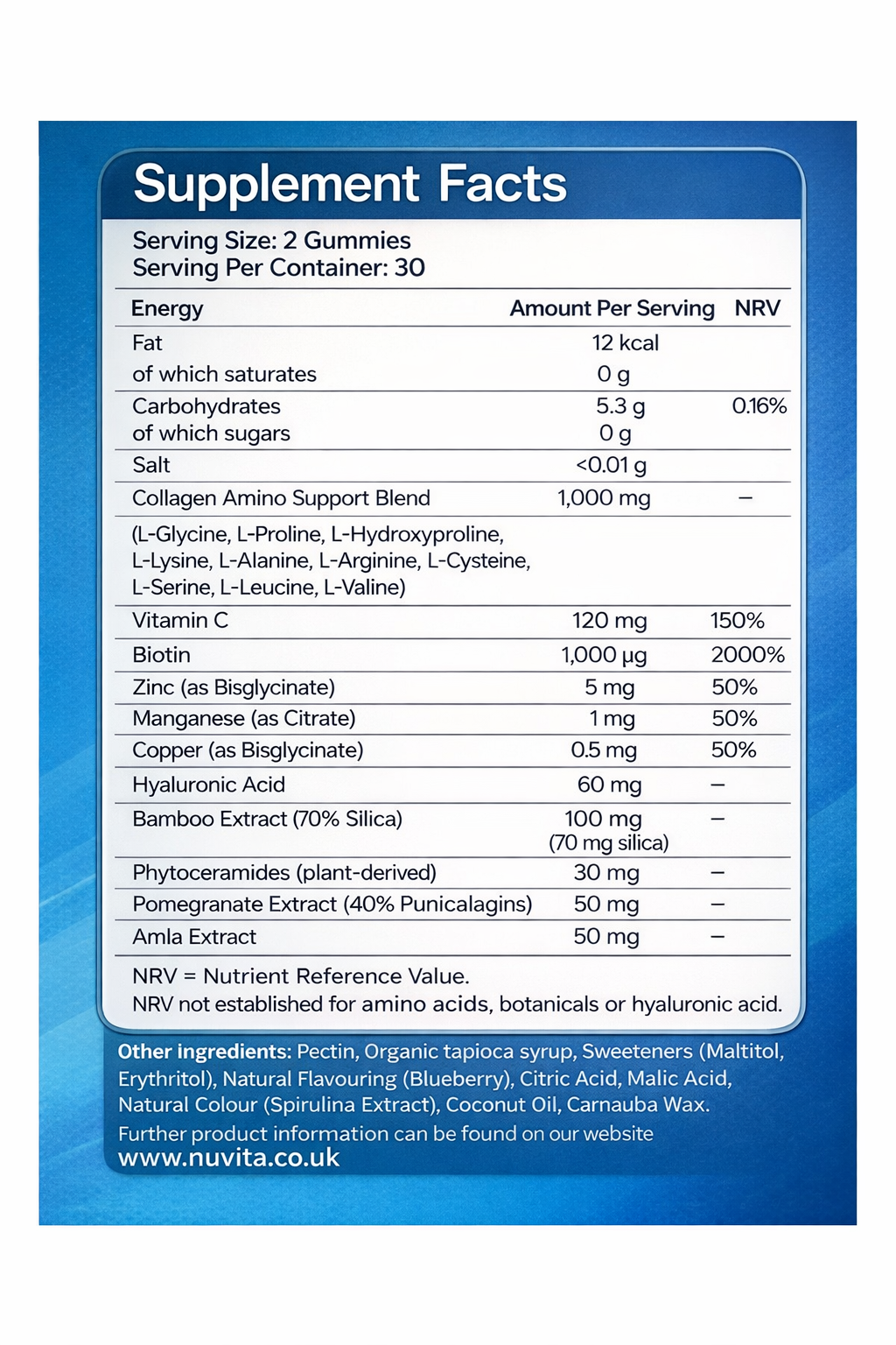 Nuviita Vegan Collagen Gummies – Amino Acid Complex with Biotin, Zinc & Vitamin C