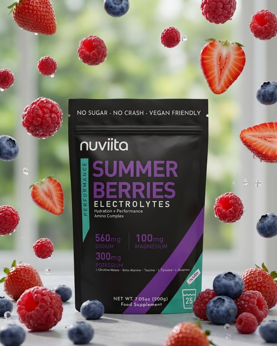 Nuviita Performance Electrolytes – Hydration Powder with Amino Complex | 25 Sachets, Sugar-Free, Vegan